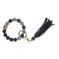 PU Tassel Keychain Women's Bag charm Silicone Beaded Keychain Wristlet Key Ring Bracelet Cute Car Key Chain Holder for Women Girls