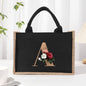 Cotton and linen canvas tote bag, printed letter tote bag, portable light handbag, gift shopping bag