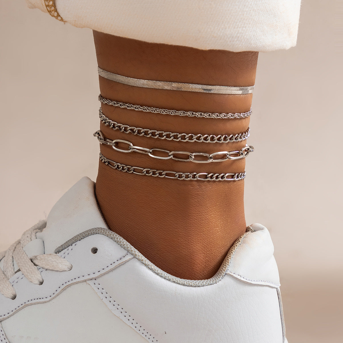 Layer Beaded Layer Chain Anklet Jewelry