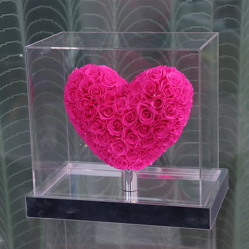 FLIPSTYLEZ LLC. Eternal Heart Preserved Red Hydrangea & Rose Mirror Box | Luxury Dried Flower Gift for Anniversary & Valentines