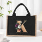 Cotton and linen canvas tote bag, printed letter tote bag, portable light handbag, gift shopping bag