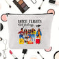 Linen printed cosmetic bag, cosmetic lipstick storage bag, small simple zipper evening clutch bag,