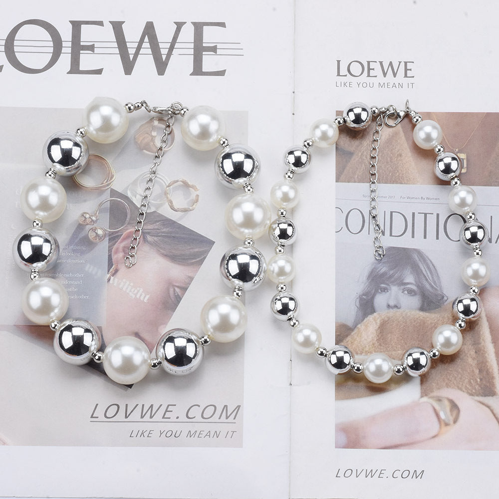 Chunky Choker Necklace Pearl Statement Necklace