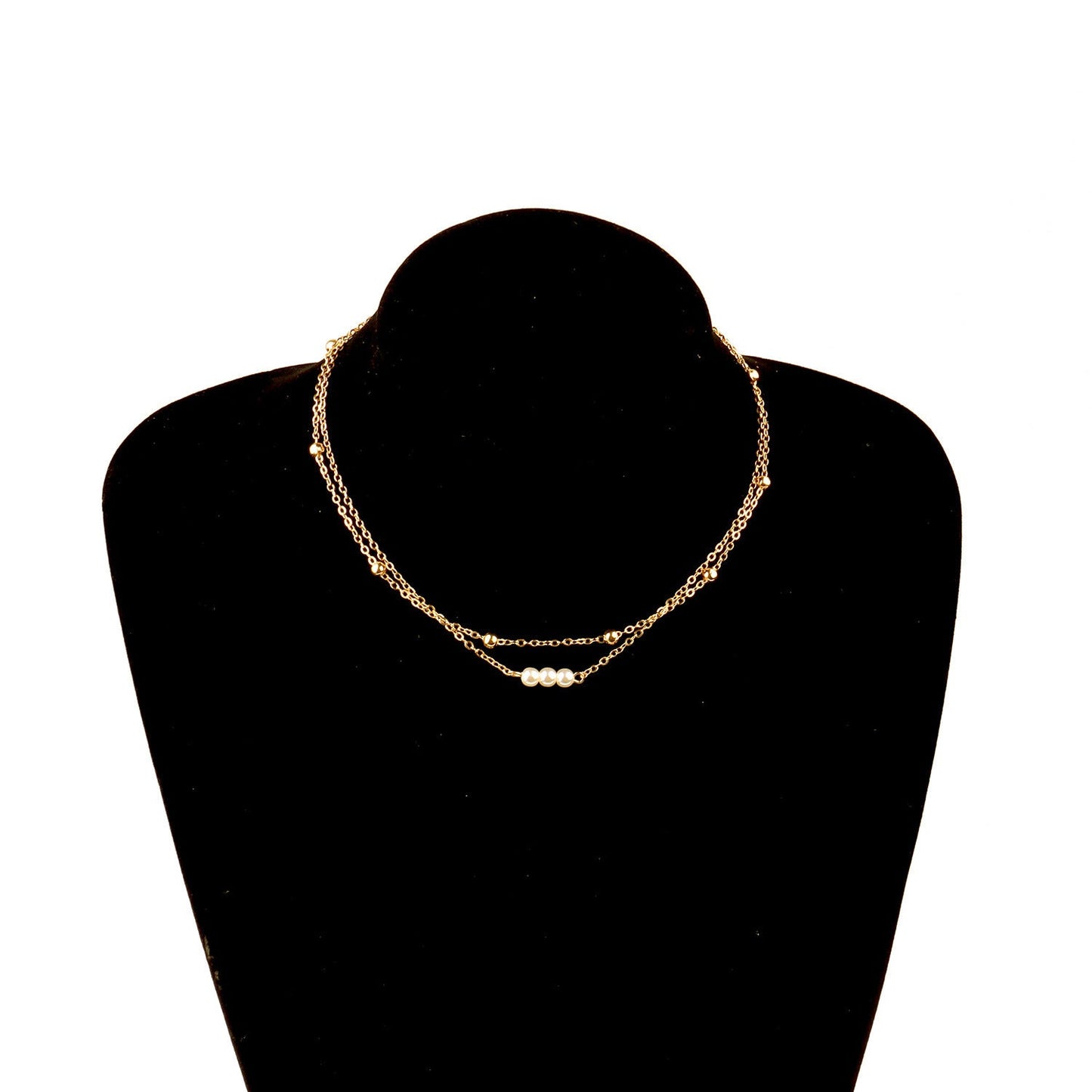Double Layered Pearl Bead Necklace Jewelry
