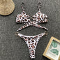 Swimsuit female sexy triangle bikini leopard print hollowed out babes wind small breasts gather resort hot spring beach swimsuit
