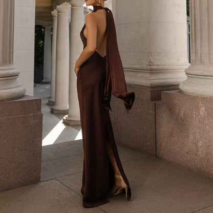 Satin Slip Dress with Low Back