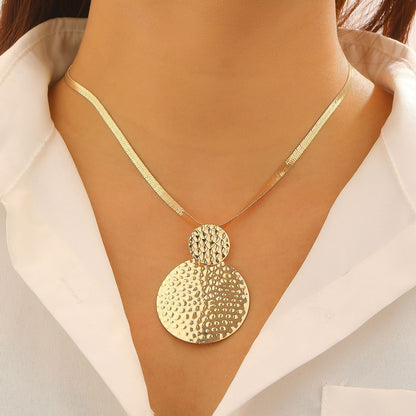 Creative Circle Heart Geometric Pendant Necklace & Earrings Elegant Jewelry Set