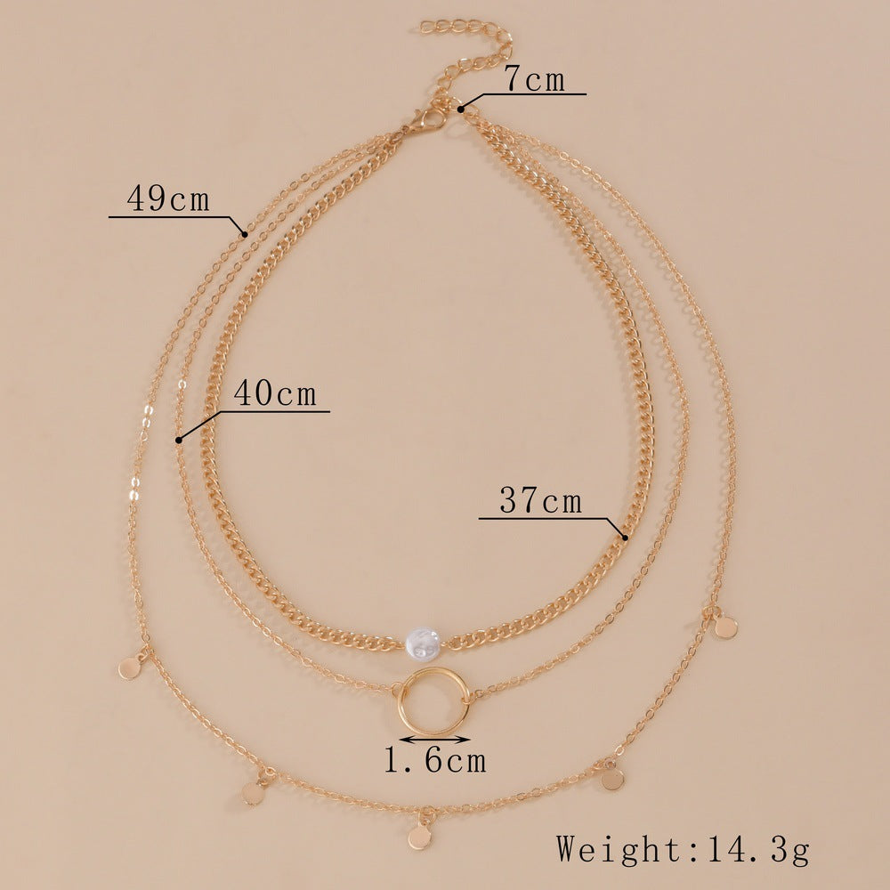 Boho Multilayered Pearl Pendant Necklace