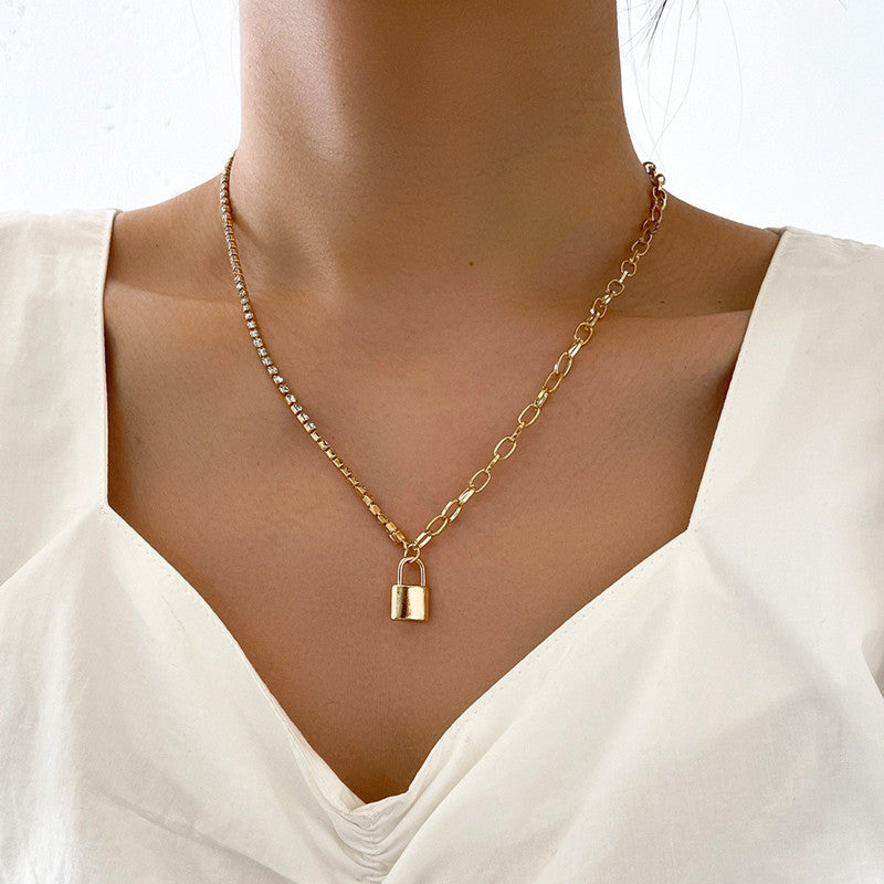 Cuban Chain Lock Pendant Necklace