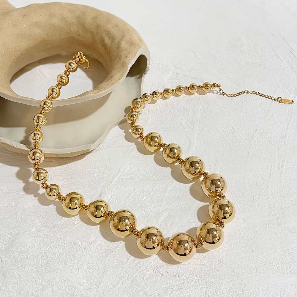 Chunky Big Ball Beads Chain Choker Necklace