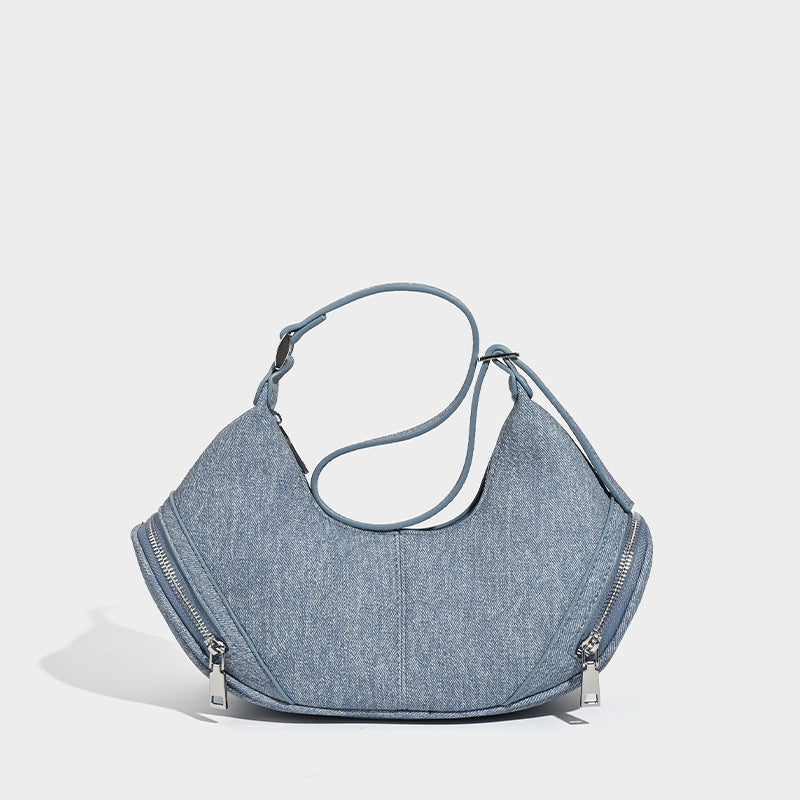 Stylish vintage zip pocket locomotive bag, shoulder bag, hobo bag casual, shoulder bag