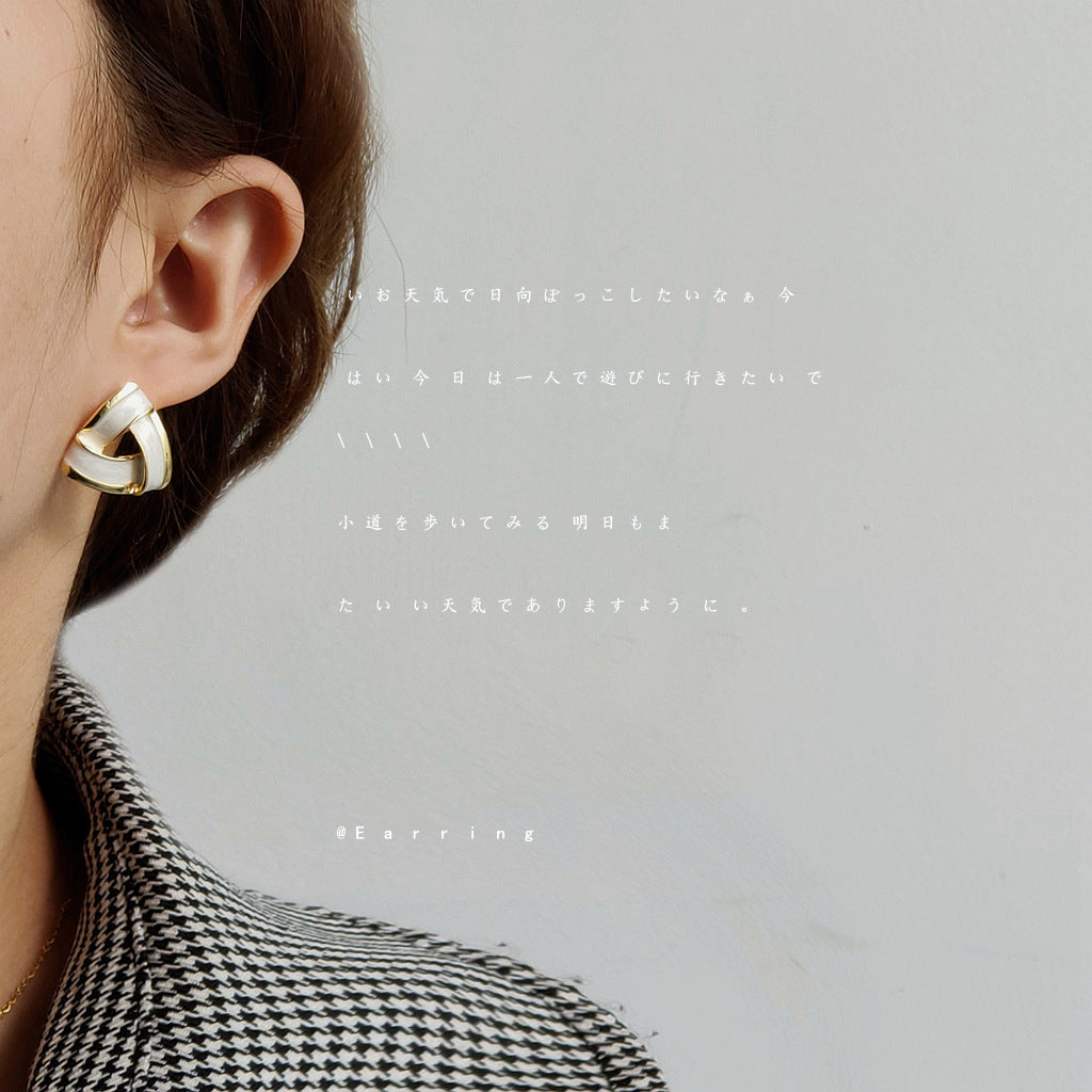 Enamel Geometric Triangle Stud Earrings