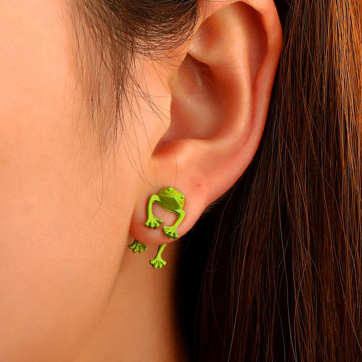 Personality Punk Frog Stud Earrings Detachable Cute 3D Animal Earrings