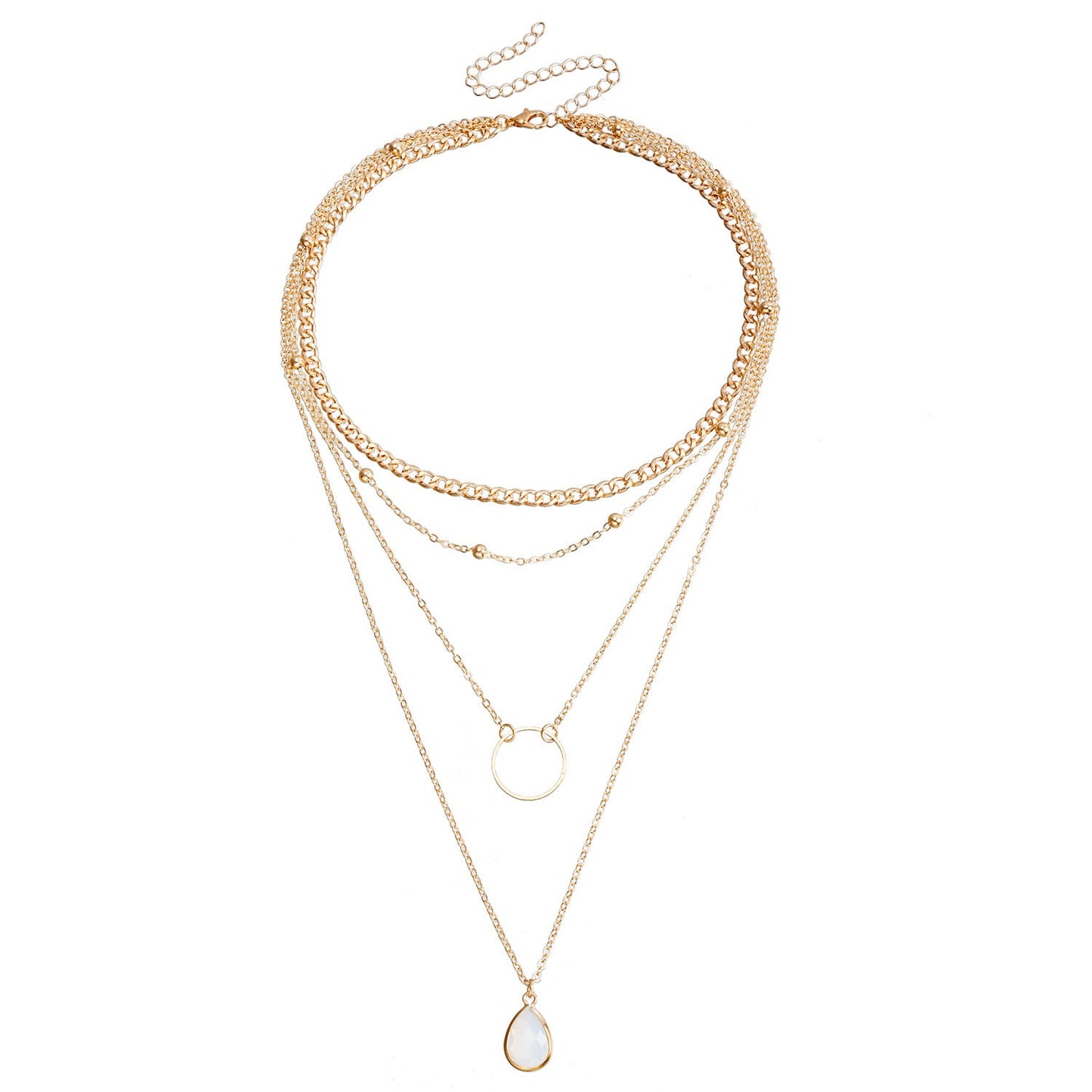 Water Drop Stone Circle Fashion Pendant Necklace