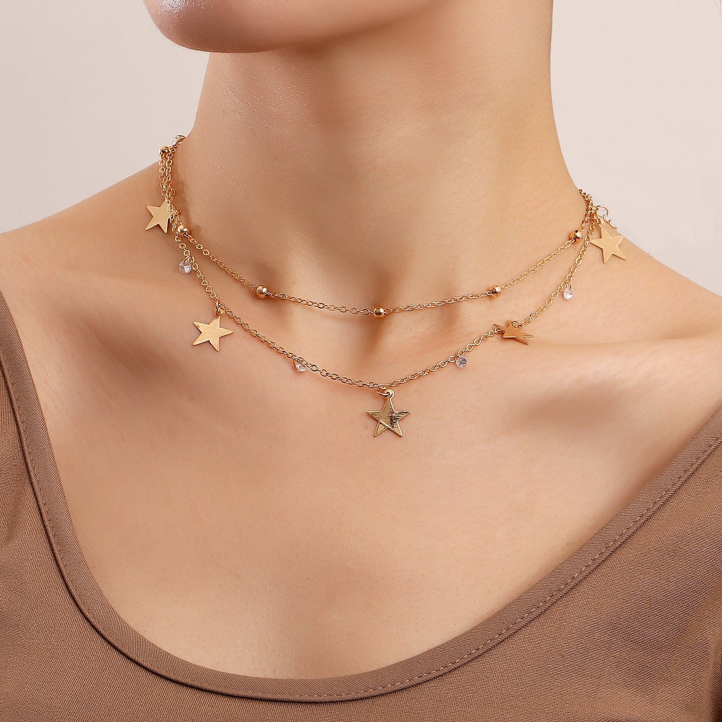 Star Charm Double Chain Necklace