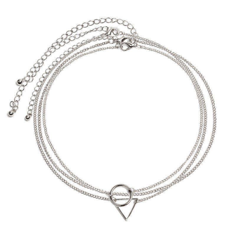 Layer Chain Geometric Choker Necklace