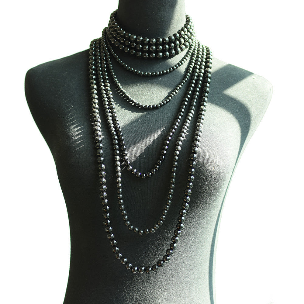 Multiple Long Beaded Vintage Collar Jewelry Imitation Pearl Baroque Style Necklace