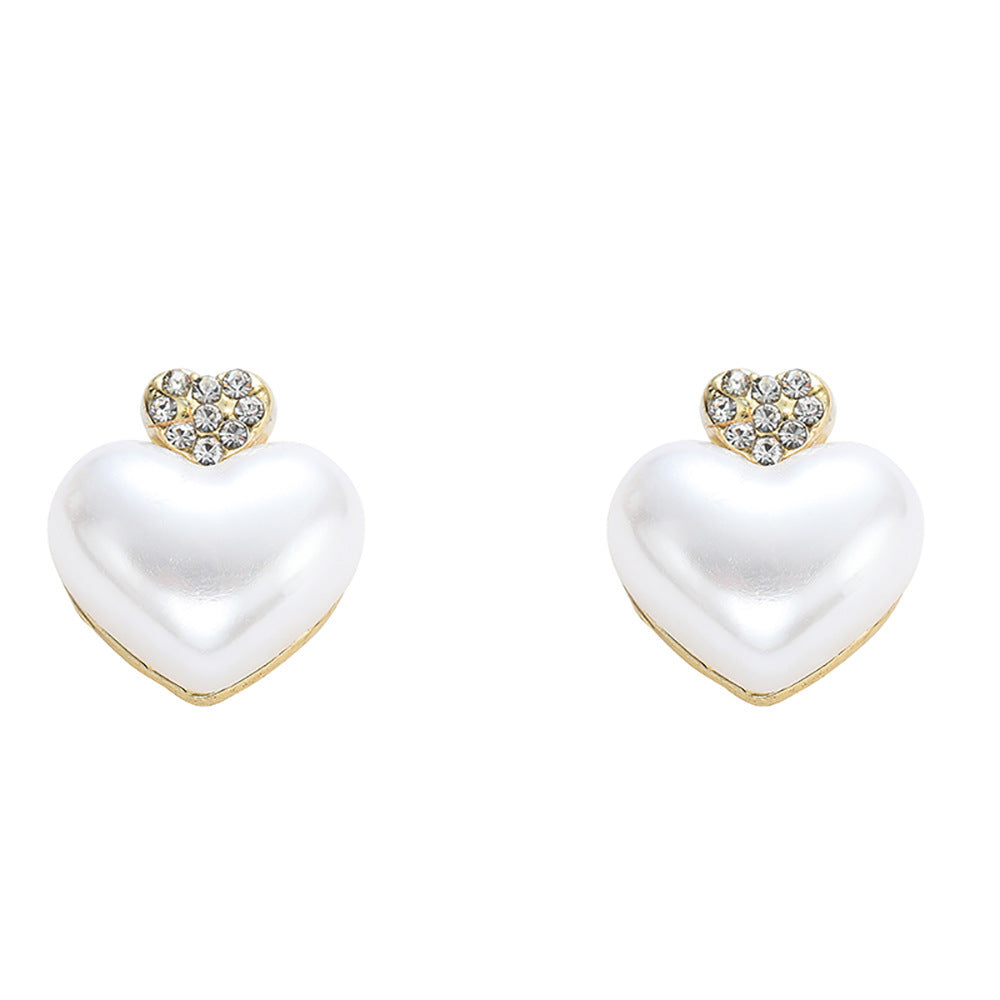 Peach Heart Pearl Earrings