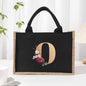 Cotton and linen canvas tote bag, printed letter tote bag, portable light handbag, gift shopping bag