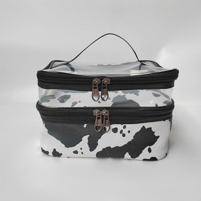 Multifunctional double-layer cosmetic bag, transparent storage bag, travel portable tote bag, large-capacity waterproof toilet bag