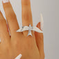 Vintage 18K Gold Plated Stainless Steel Bird Wing Open Ring for Women