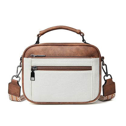 Color matching multifunctional zipper messenger bag, small crossbody square bag, PU shoulder bag adjustment shoulder strap, Crossover Shoulder Bag,Small Crossbody Purse for Women Triple Zip,