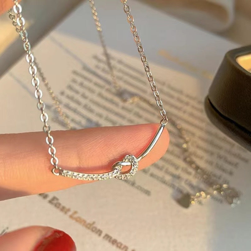 Knotted Stone bow Pendant Necklace