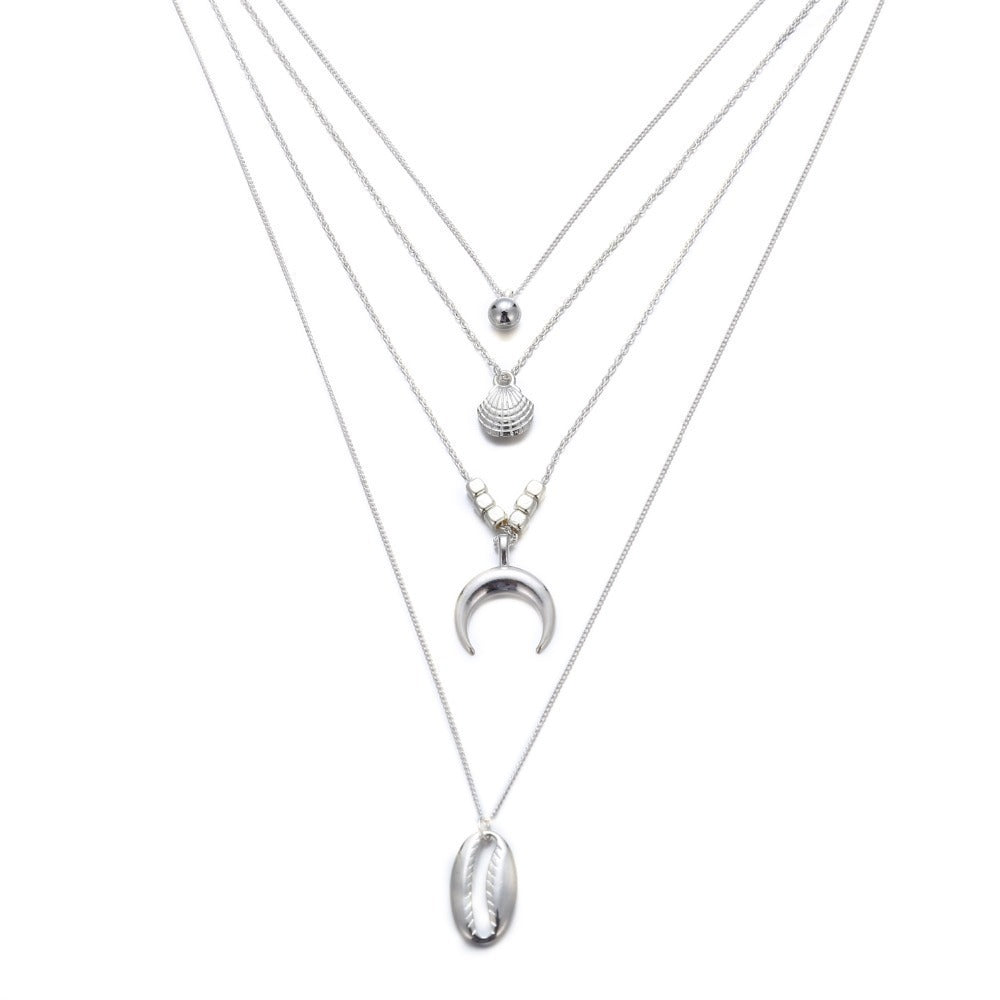 Multi-layer Necklace Moon Pendant