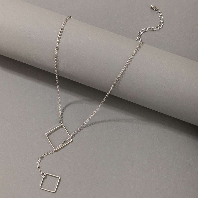 Hollow Square Pendant Necklace for Women