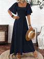 Ladies Spring Summer Bohemian Square Collar Fashion Elegant Generous Lotus Leaf Sleeve Women's Dress Dress