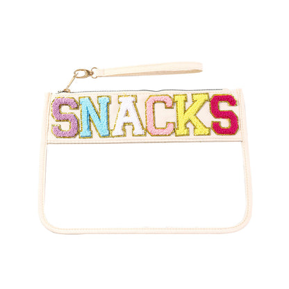 PVC transparent storage bag, embroidered letter cosmetic bag, wash storage towel embroidered file bag 2pcs,