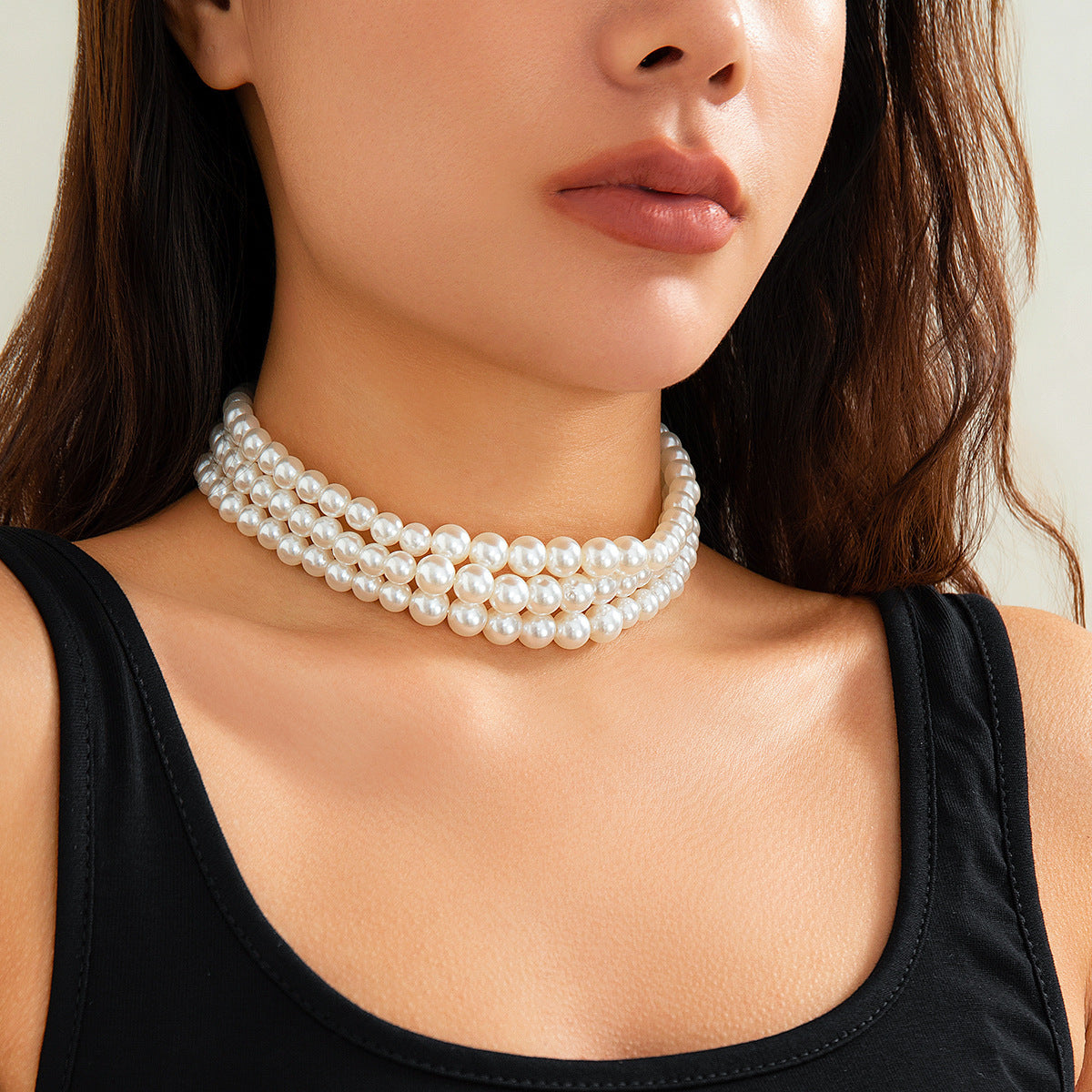 Retro Long Pearl Tassel Chain Female French Collar Fashion Double-layer Beaded Necklace