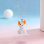 Cute 3D Flocked Resin Dog Pendant Necklace Autumn Winter Mini Animal Clavicle Chain