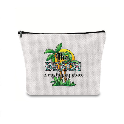 Linen printed cosmetic bag, cosmetic lipstick storage bag, small simple zipper evening clutch bag,