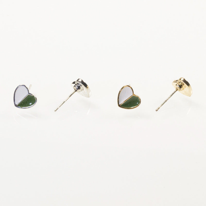 Double Enamel Heart Stud Earrings