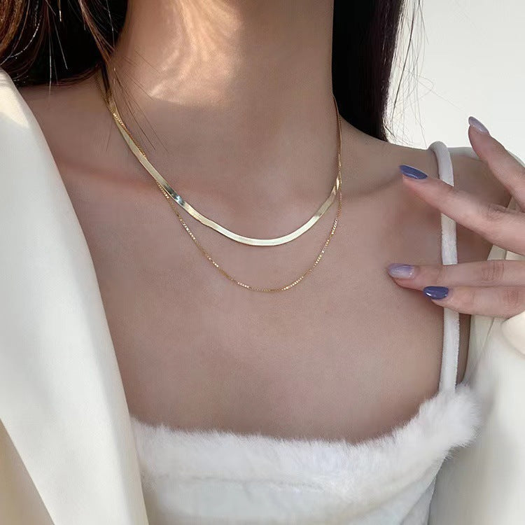 Double Layered Snake Bone Chain Necklace