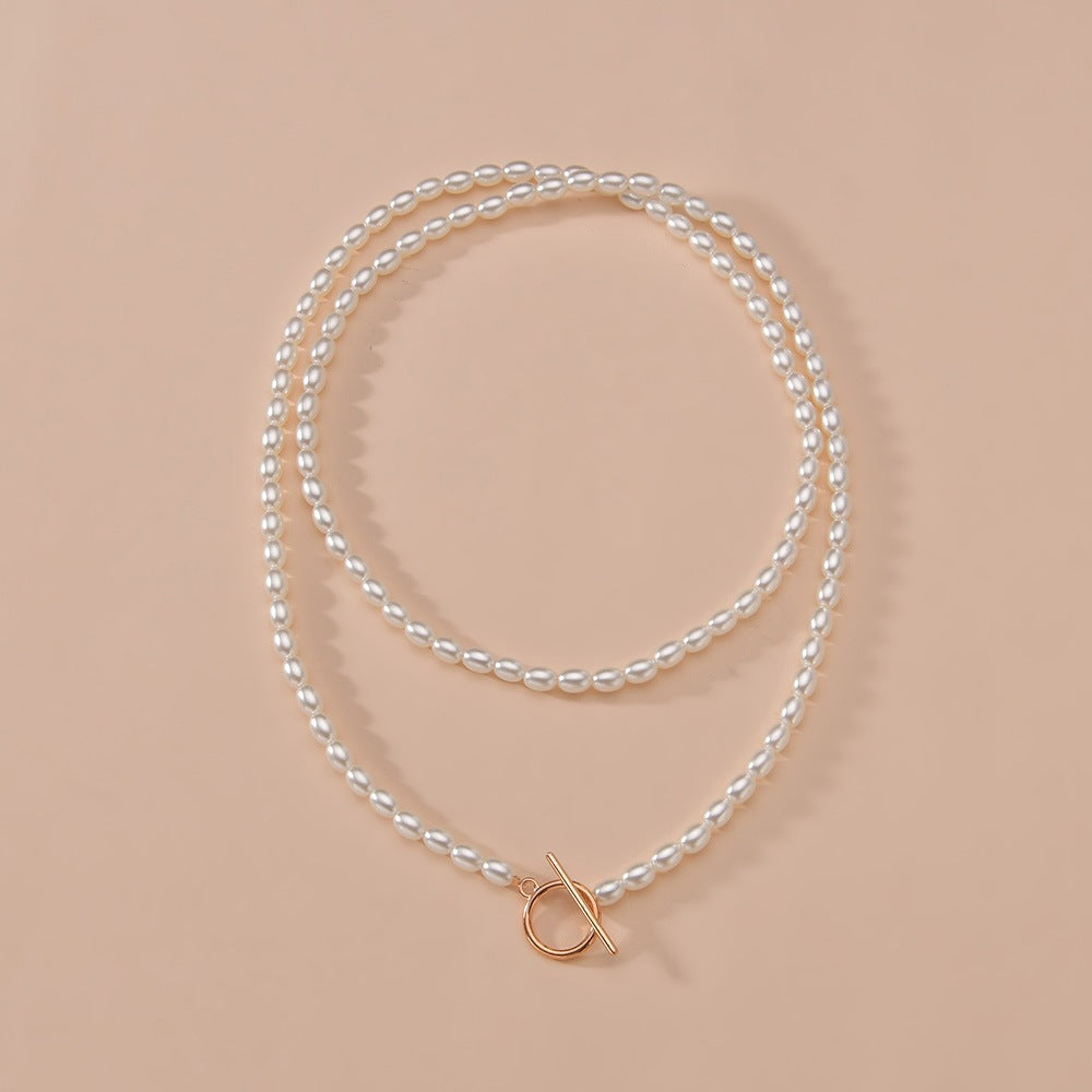 Vintage Women Baroque Pearl Necklace Exaggerated White Faux Choker