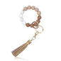 PU Tassel Keychain Women's Bag charm Silicone Beaded Keychain Wristlet Key Ring Bracelet Cute Car Key Chain Holder for Women Girls