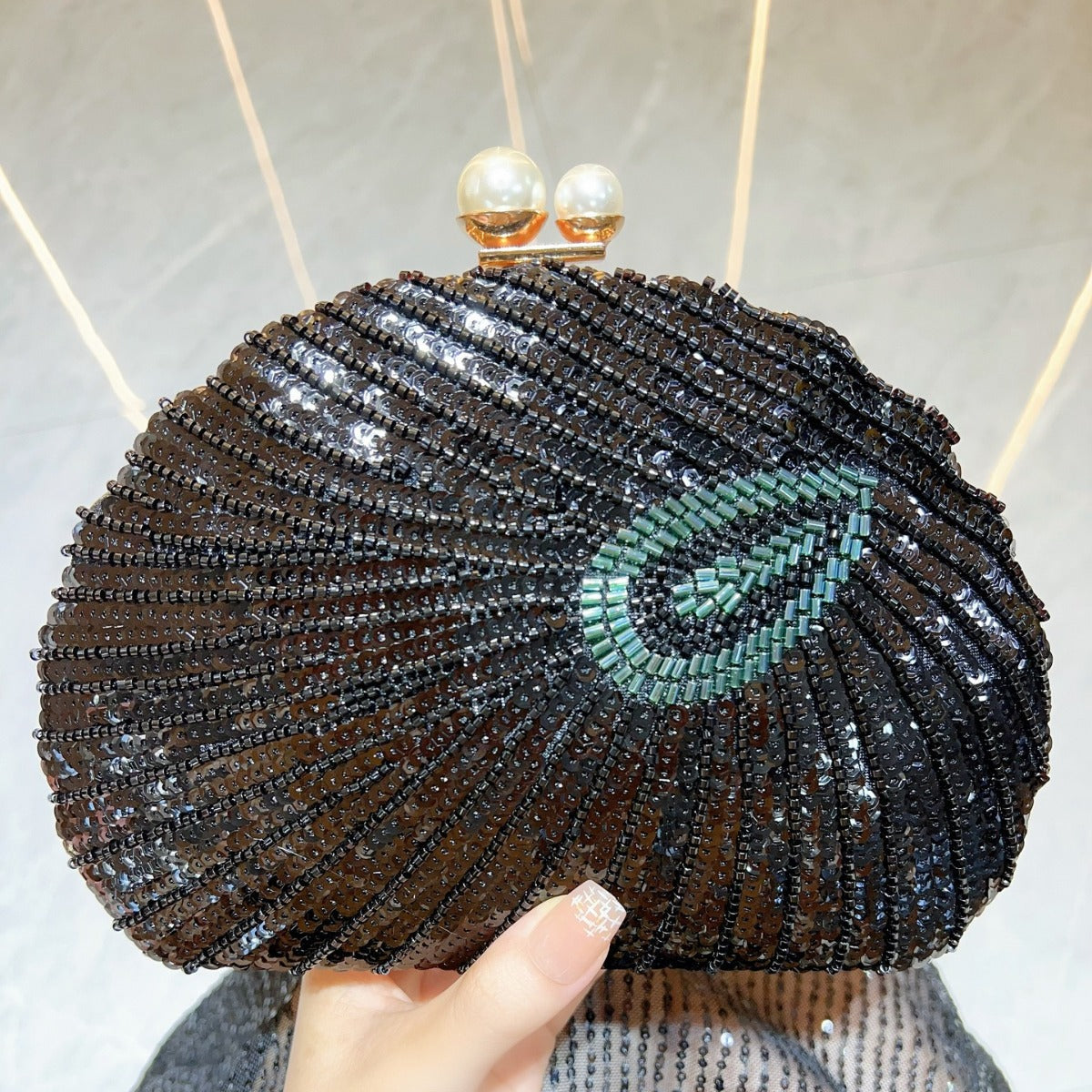 Elegant Retro Craft Beaded Evening Bag – Stylish Clutch Purse for Prom, Party, and Special Occasions