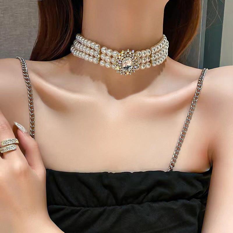 Multi Layer Pearl Beaded Necklaces Healing Crystal Jewelry Necklace