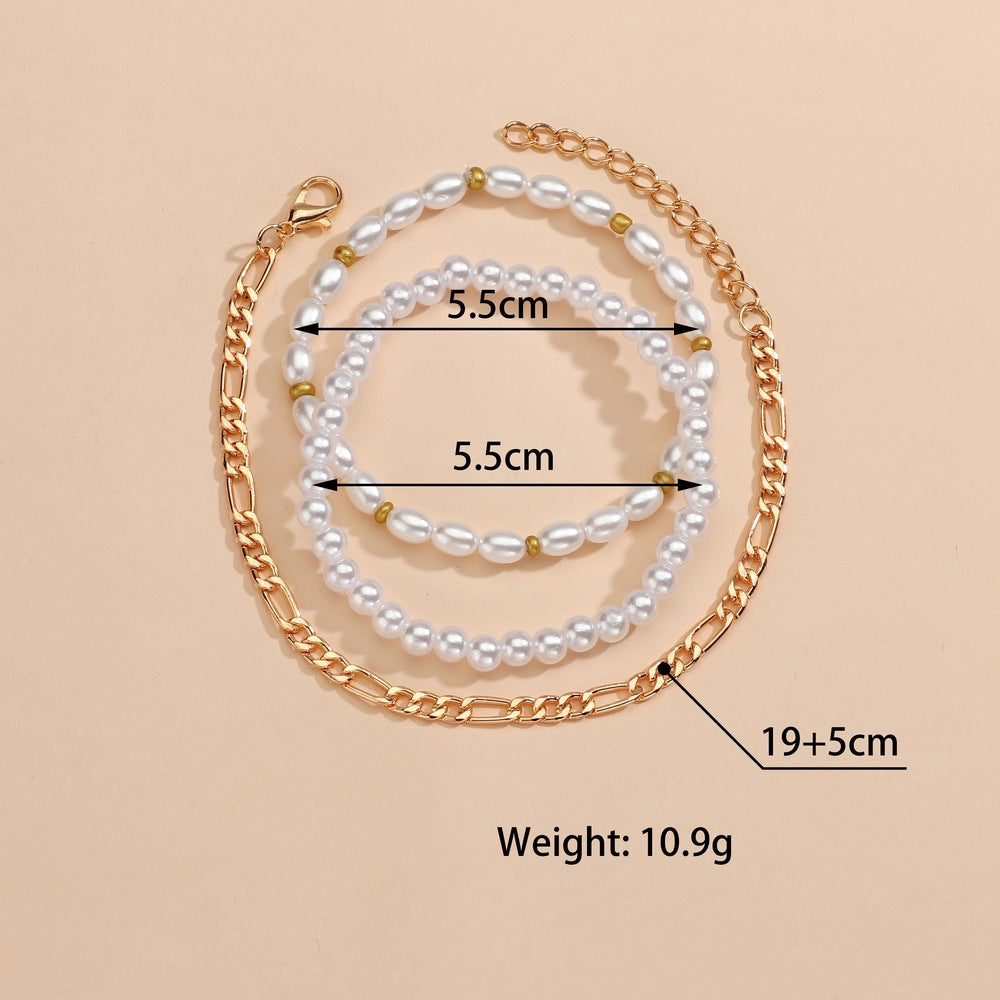 Bohemian Imitation Pearl Bead Chain Bracelet