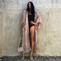Tie-Front Printed Cardigan Beach Dress ¨C Bikini Cover-Up, Vacation Sun Protection Kimono Dress