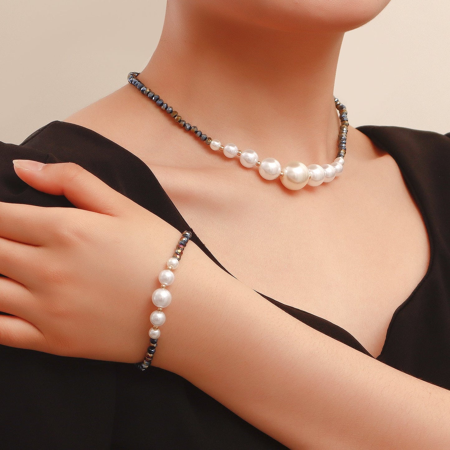 Pearl Baroque Glass Bead Chain Necklace