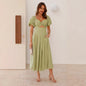 Sexy hollow women's senior sense slim A word waist medium and long dress