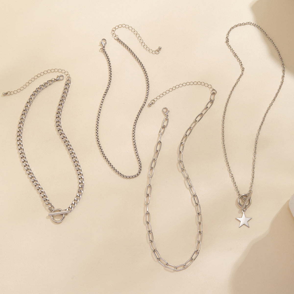 Three Layers Chain Multi Necklaces With Star Pendant