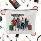 Linen printed cosmetic bag, cosmetic lipstick storage bag, small simple zipper evening clutch bag,
