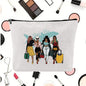 Linen printed cosmetic bag, cosmetic lipstick storage bag, small simple zipper evening clutch bag,