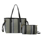 Canvas Striped Letter Print Tote – Large Shoulder & Crossbody Bag, Trendy Versatile Shopper