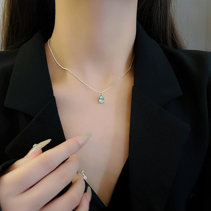 Water Drop Crystal Stone Pendant Necklace