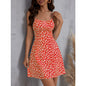 Spring and summer slim-fit floral backless suspender short dress sexy and fashionable